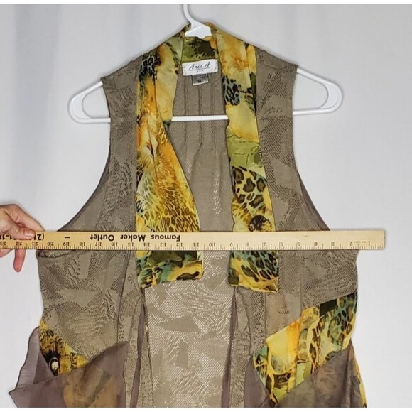 Ania A Long Cardigan Vest Womens XL Ruffle Sleeveless Artsy Boho Grunge Forest - Picture 7 of 9